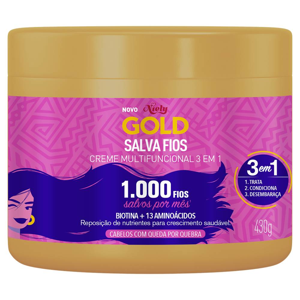 Niely creme multifuncional 3 em 1 salva fios (430 g)