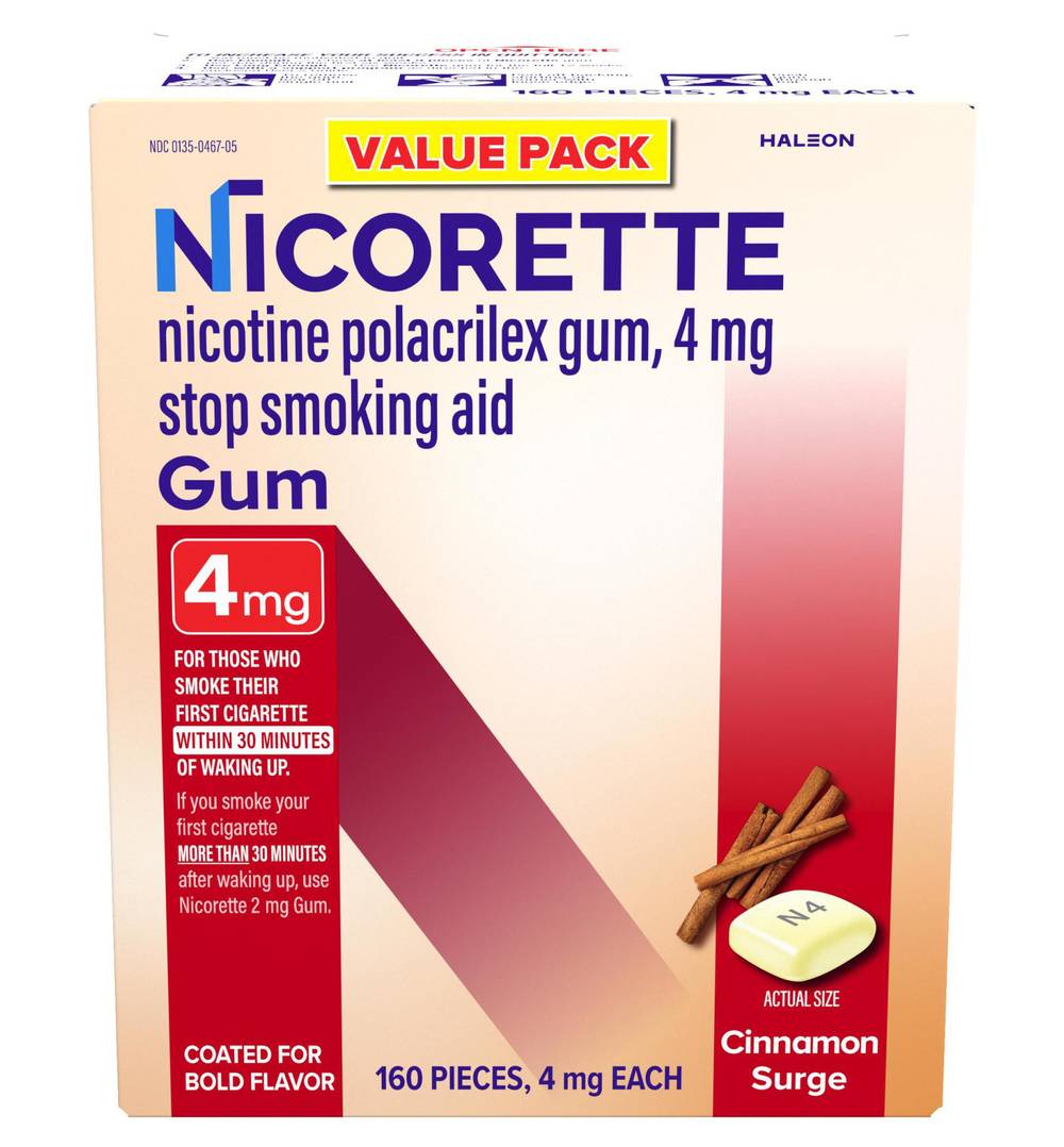 Nicorette Stop Smoking Aid Cinnamon Surge Gum (0.7 lbs)