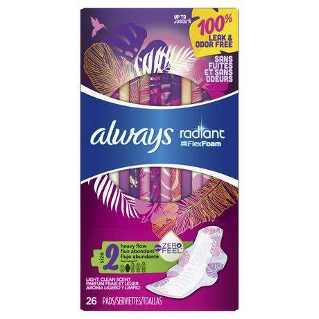 Always Radiant Heavy Scented Pads With Wings (26 pieces)