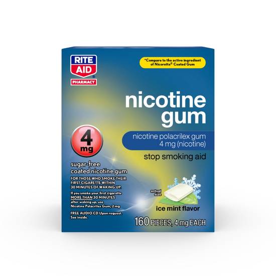 Rite Aid Nicotine Gum, 4mg, Soft Ice Mint - 160 ct