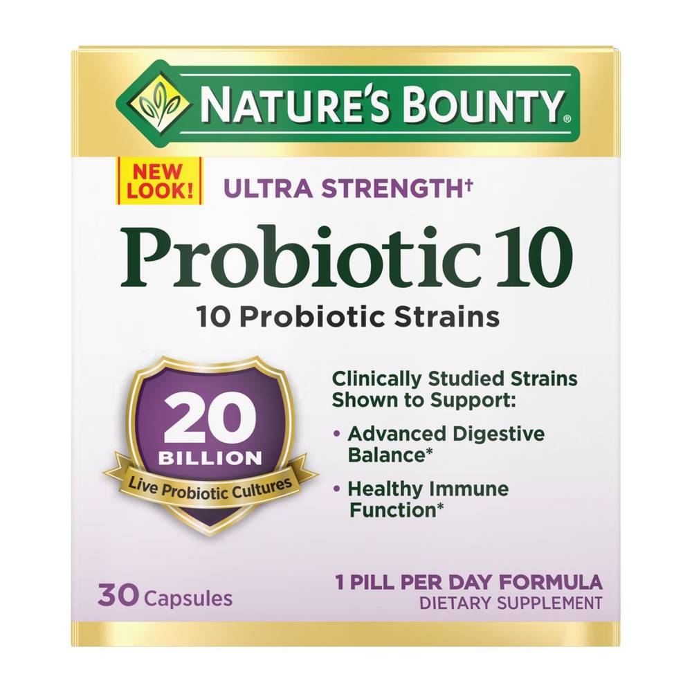 Nature'S Bounty Ultra Strength Probiotic 10 Digestive Health Capsules, 30 Ct