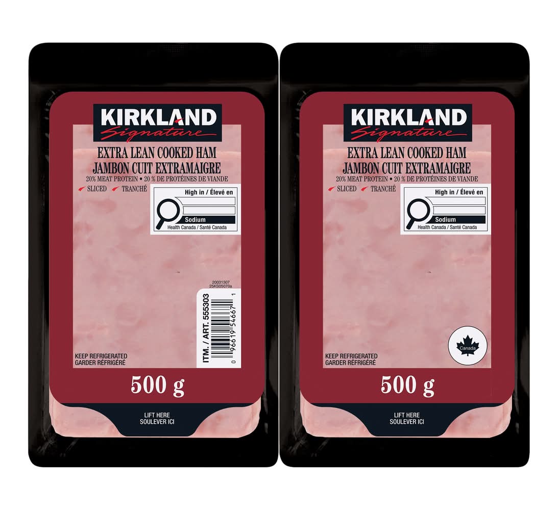Kirkland Signature - Tranché Jambon Cuit Extramaigre, 2 × 500 G / Kirkland Signature Jambon Cuit Extramaigre - Extra-Lean Sliced Cooked Ham (2 x 500 kg)