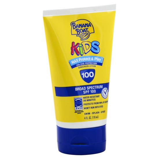 Banana Boat Kids Max Protect & Play Sunscreen Lotion Spf 100 (4 oz)