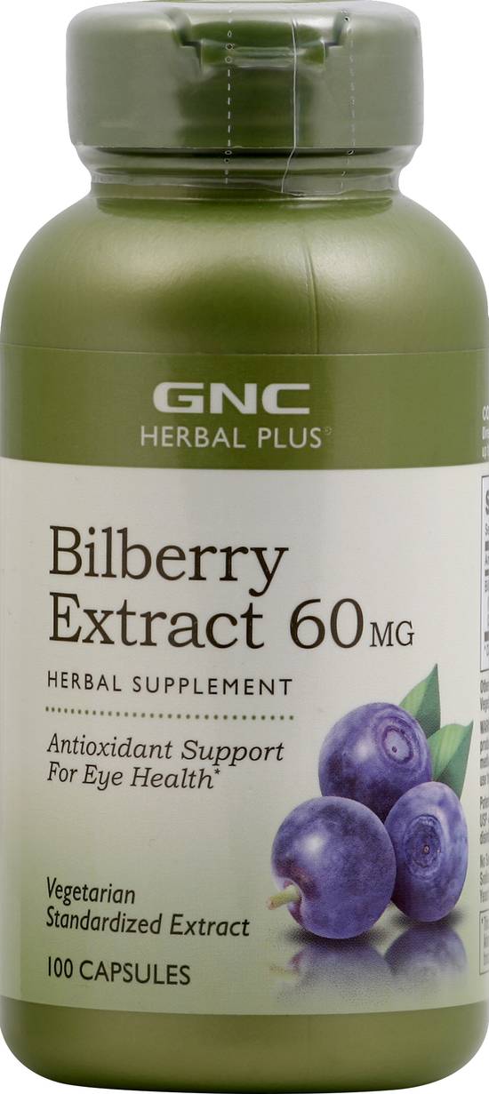 Gnc Bilberry Extract Supplement 60 mg Capsules (100 ct)