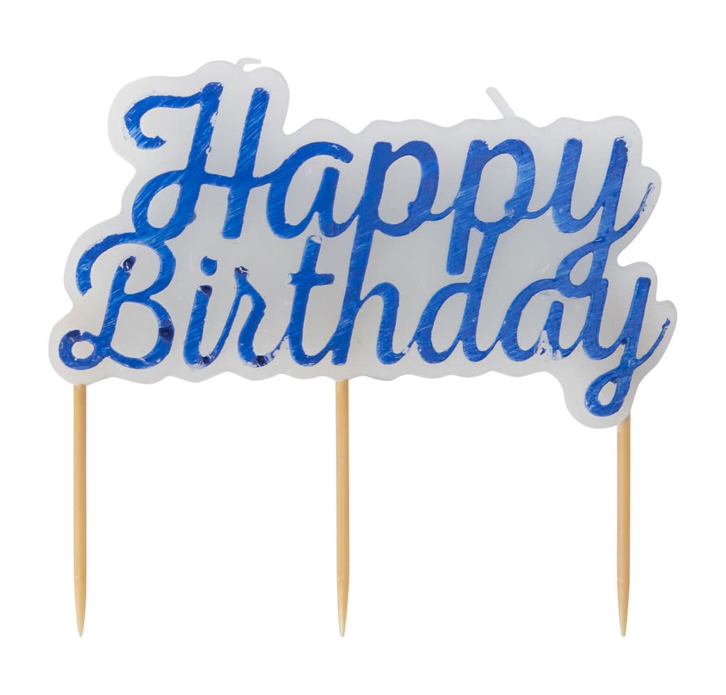 Happy Birthday Candle 1-Count Blue Cursive