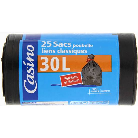 Sacs poubelles - Liens classiques - 30l x25 CASINO