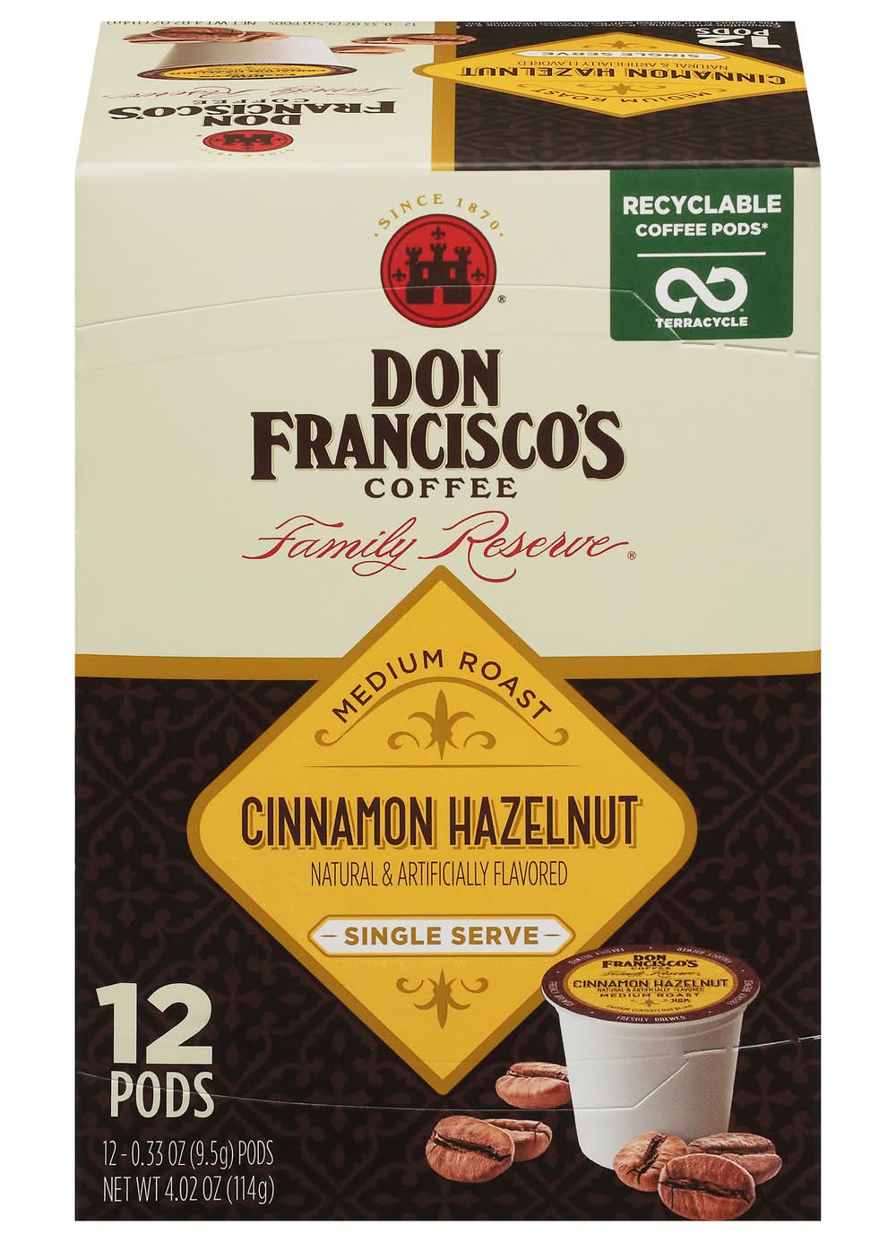 Don Francisco's Cinnamon Hazelnut Medium Roast Coffee Pods (4 oz)