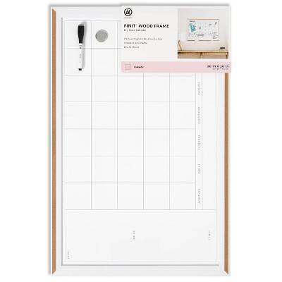 Les Produits U Pinit Magnetic Dry Erase Calendar Board Wood Frame