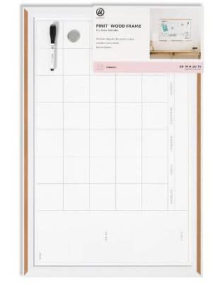 Les Produits U Pinit Magnetic Dry Erase Calendar Board With Wood Frame, 20x30 in