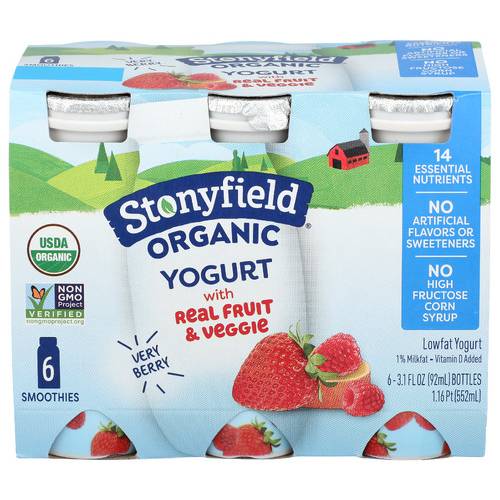 Stonyfield Organic Berry Yogurt Smoothies 6 Pack