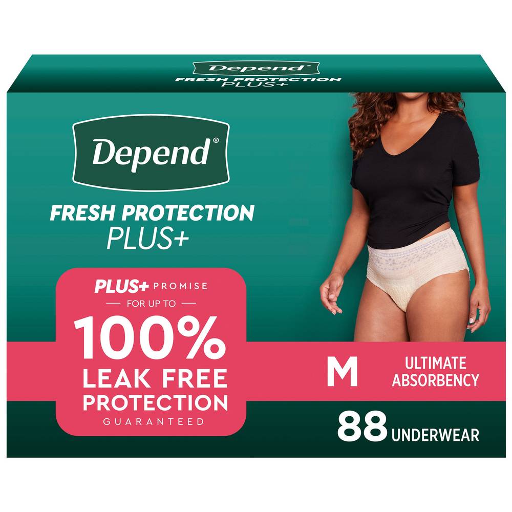 Depend Fresh Protection Advanced Incontinence Underwear for Women, Ultimate Absorbency, Medium