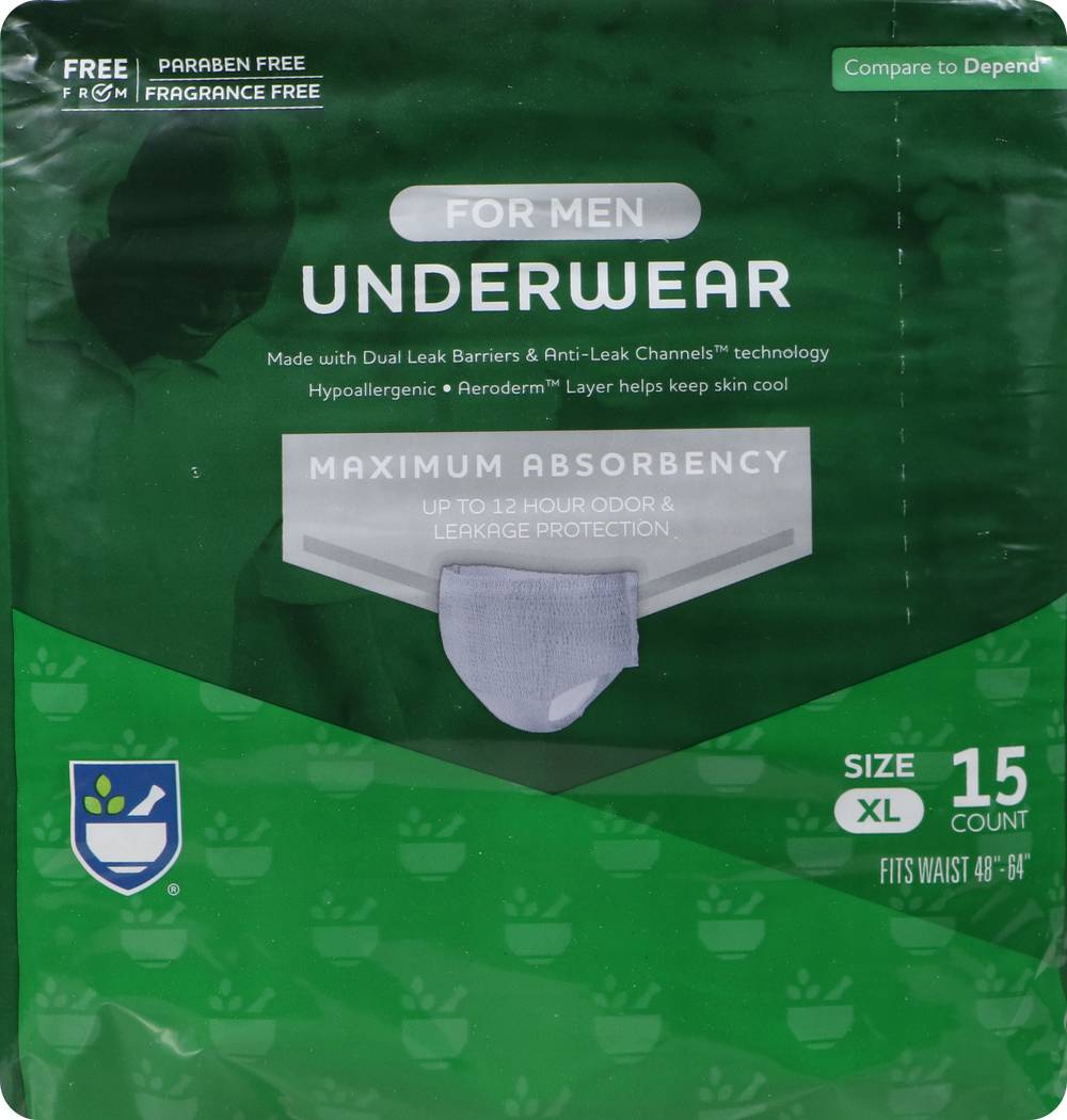 Rite Aid Pharmacy Mens Underwear Maximum Absorbency Extra Large (15 ct)
