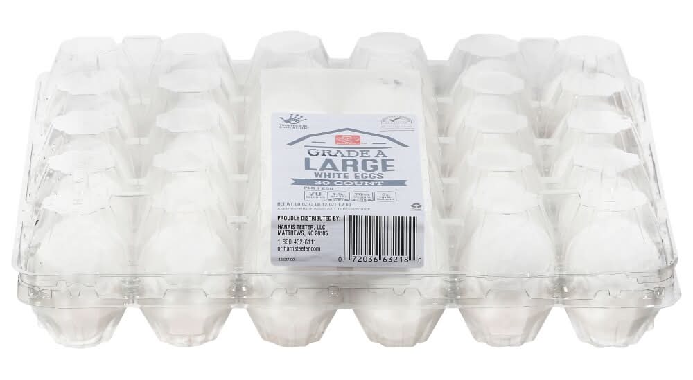 Harris Teeter Grade a White Eggs, L (60 oz, 30 ct)