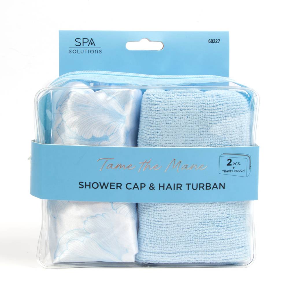 Spa solutions toalla turbante tropical y gorra de baño (2 piezas)
