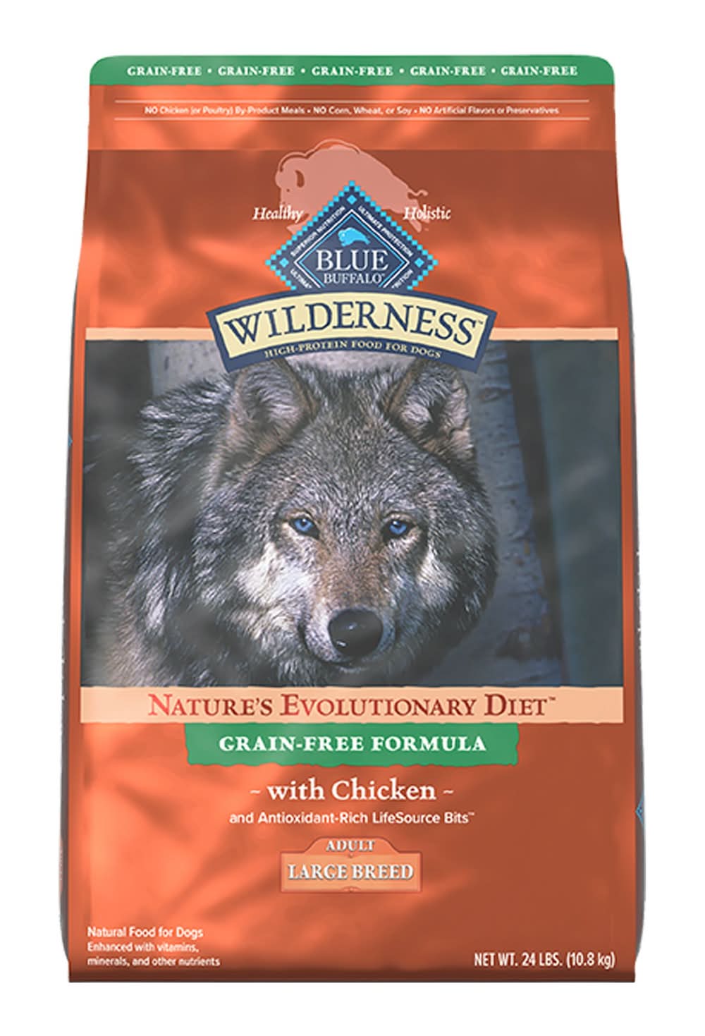 Blue Buffalo Wilderness High Protein, Chicken Large Breed Adult Dry Dog Food, Grain-Free (Flavor: Chicken, Size: 24 Lb)
