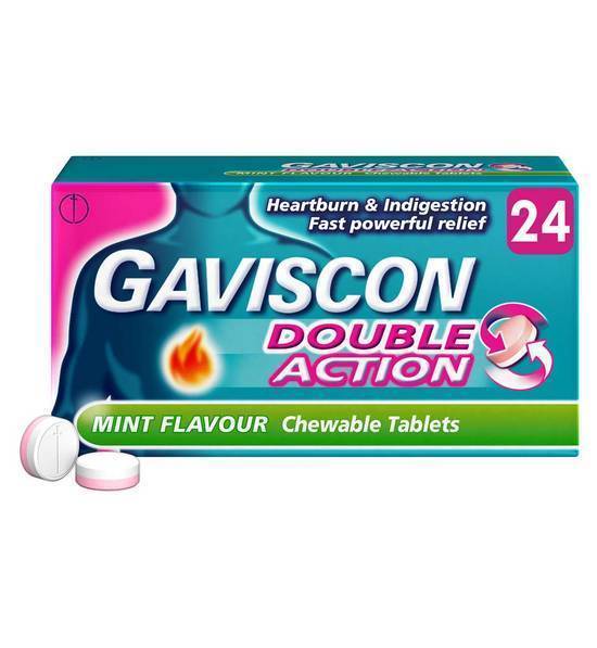 Gaviscon Double Action Heartburn & Indigestion Mint Flavour Tablets x24