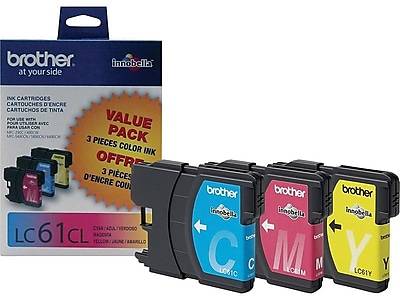 Brother LC613PKS Cyan/Magenta/Yellow Standard Yield Ink Cartridge, 3/Pack