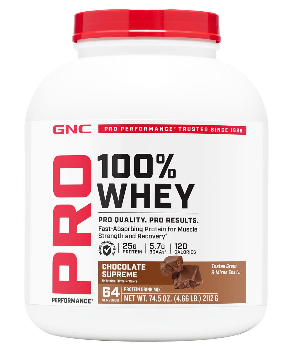 GNC Pro Performance 100% Whey Protein Drink Mix, Chocolate Supreme (74.5 oz)