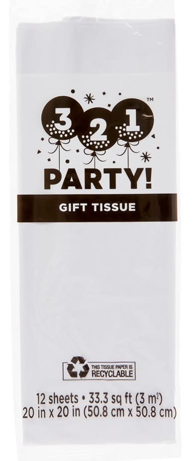 321 Party! White Gift Tissue Paper 12 Ct