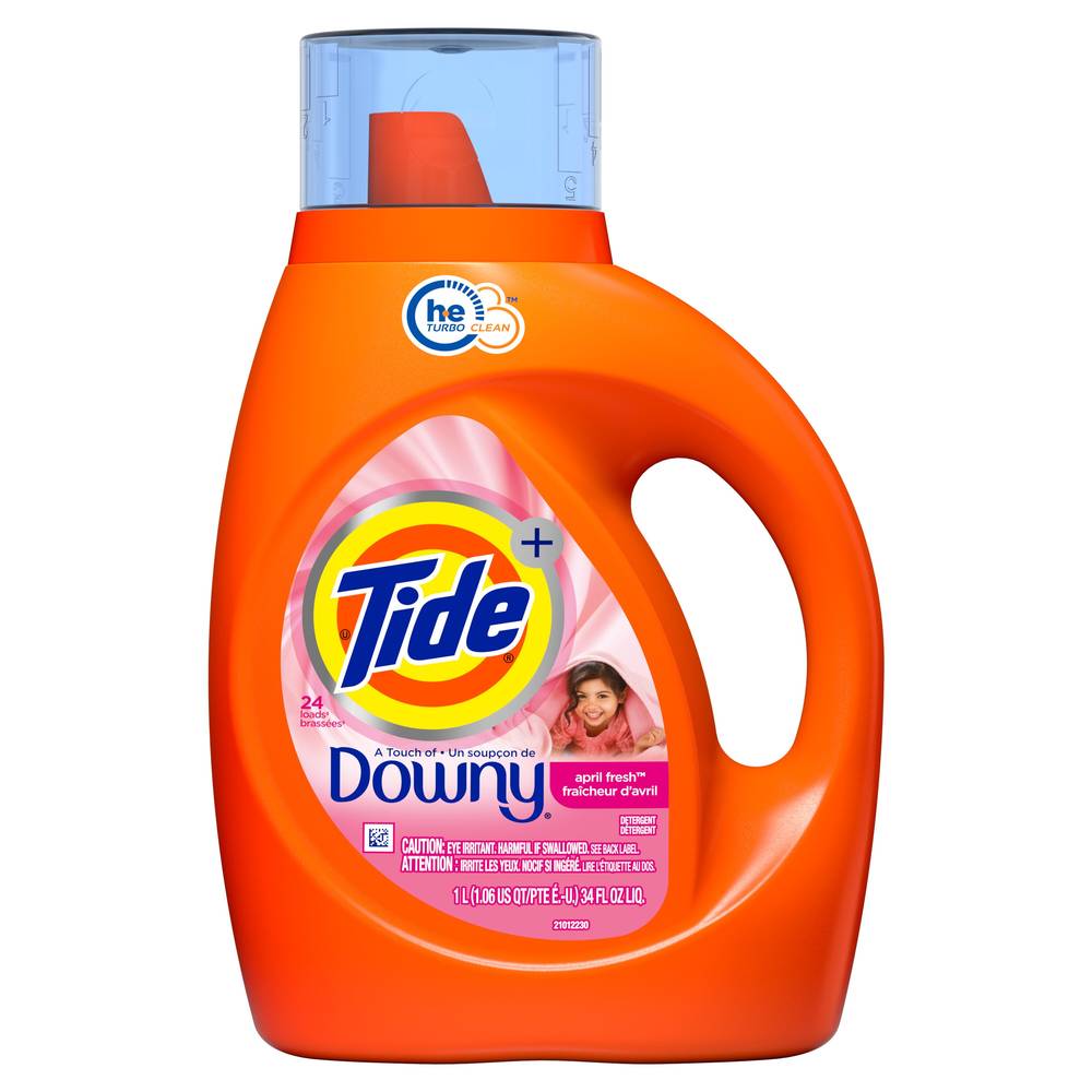 Tide + Downy Liquid Laundry Detergent, April Fresh, 24 Loads, 34 Oz