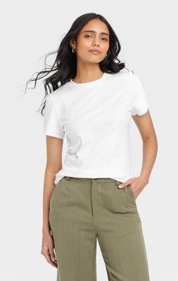 A New Day Short Sleeve T Shirt, Women, M, White