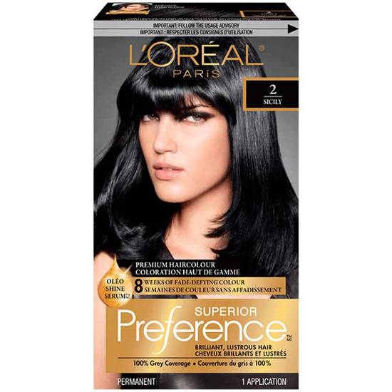 L'oréal Superior Preference Hair Colour, 2 Natural Black Sicily (1 ea)