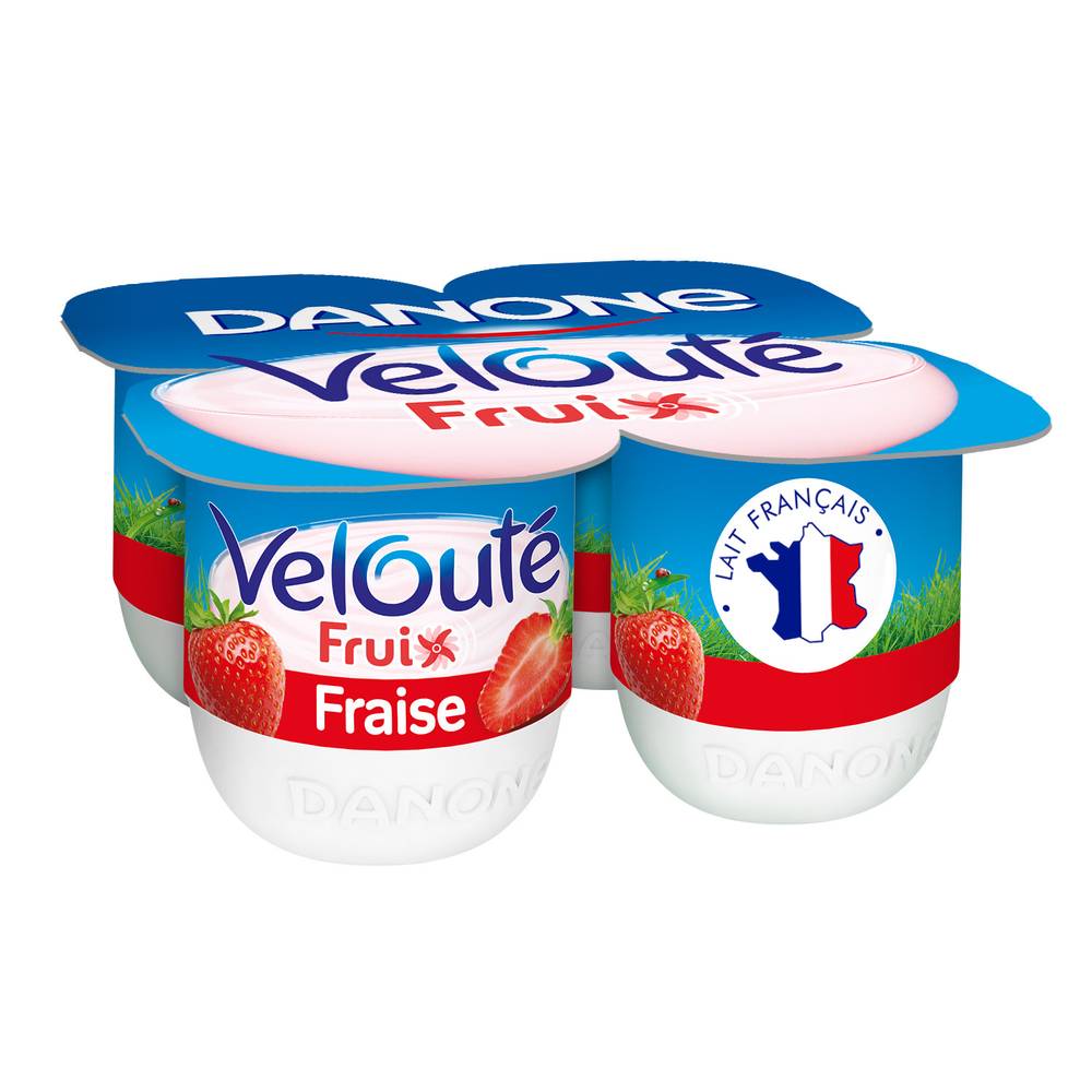 Danone - Velouté fruix yaourts aux fruits brassés fraise (4 unités)