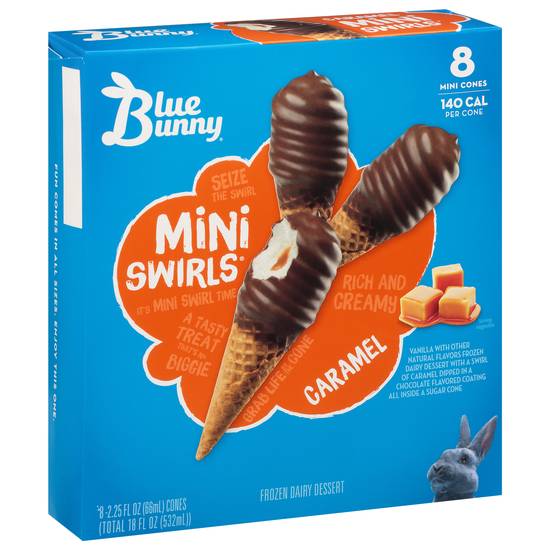 Blue Bunny Mini Swirls Caramel Cones (8 ct)