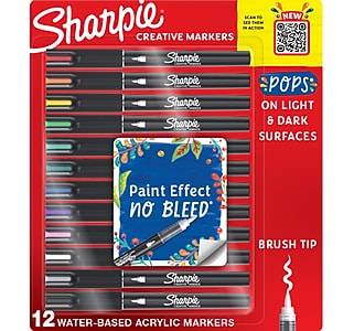 Sharpie Creative Water-Based Acrylic Marker, Brush Tip, Assorted Colors, 12/Pack (2196907)