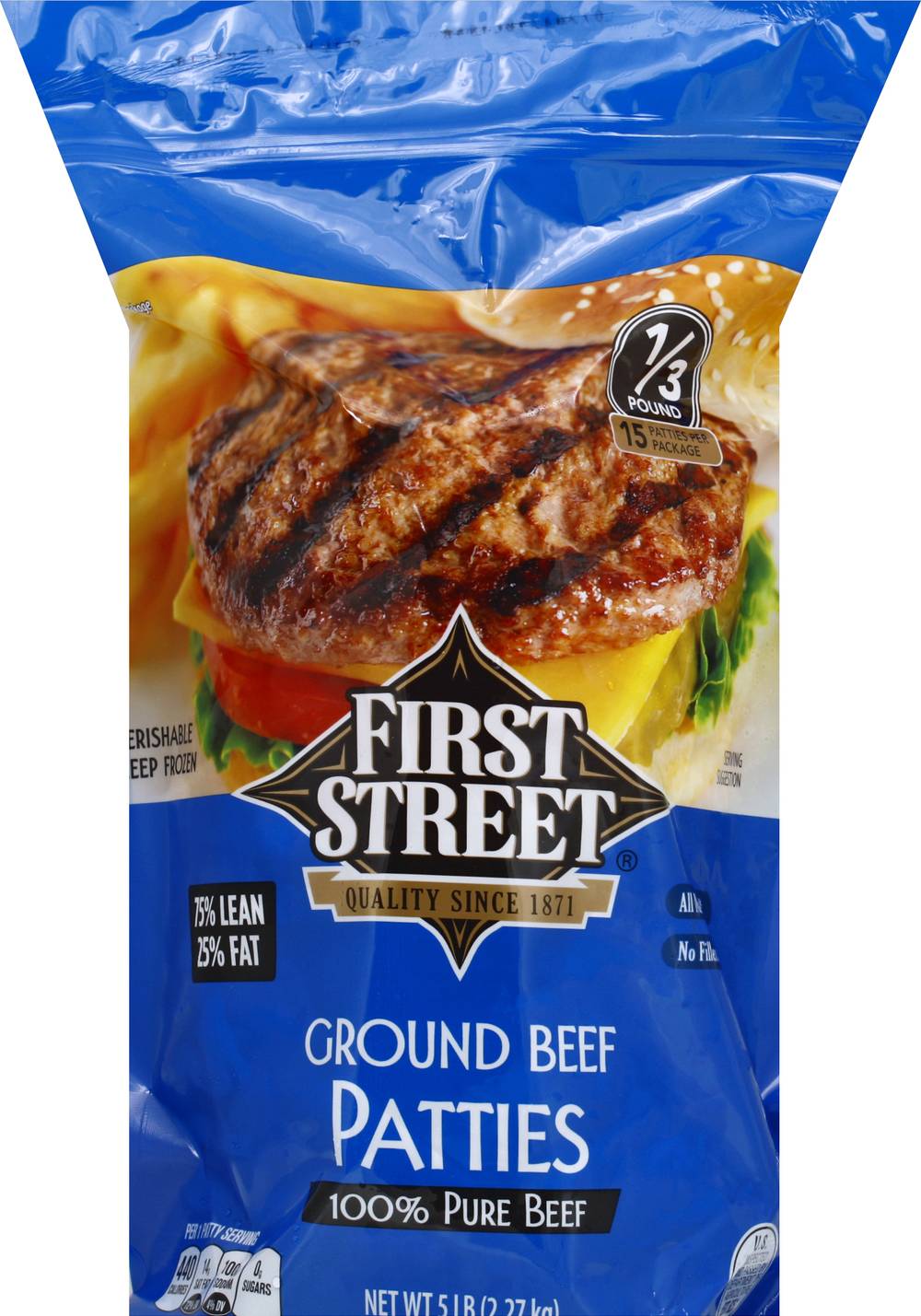 First Street 100% Pure Ground Beef Patties (5 lbs, 15 ct)