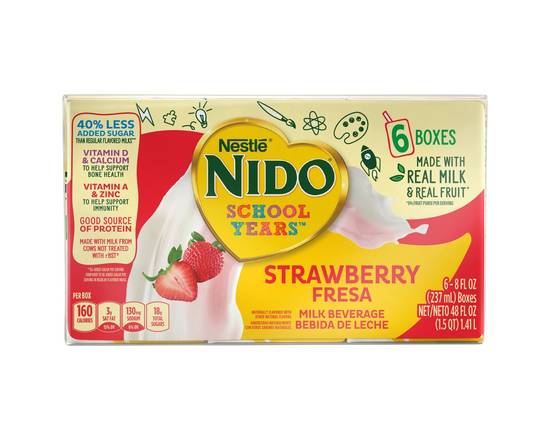 Nestle · Nido School Years Strawberry Milk Beverage Boxes (6 x 8 fl oz)