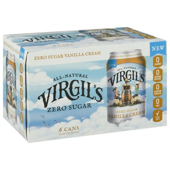 Virgils Soda Zero Sugar Vanilla Cream Cans (12 oz x 6 ct)