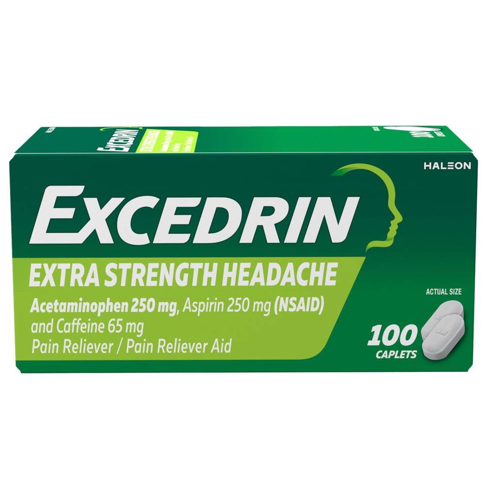 Excedrin Extra Strength Headache Pain Relief Caplets, 100 Ct