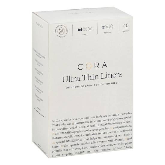 Cora Ultra Thin Liners With Organic Cotton Topsheet (40 ct)