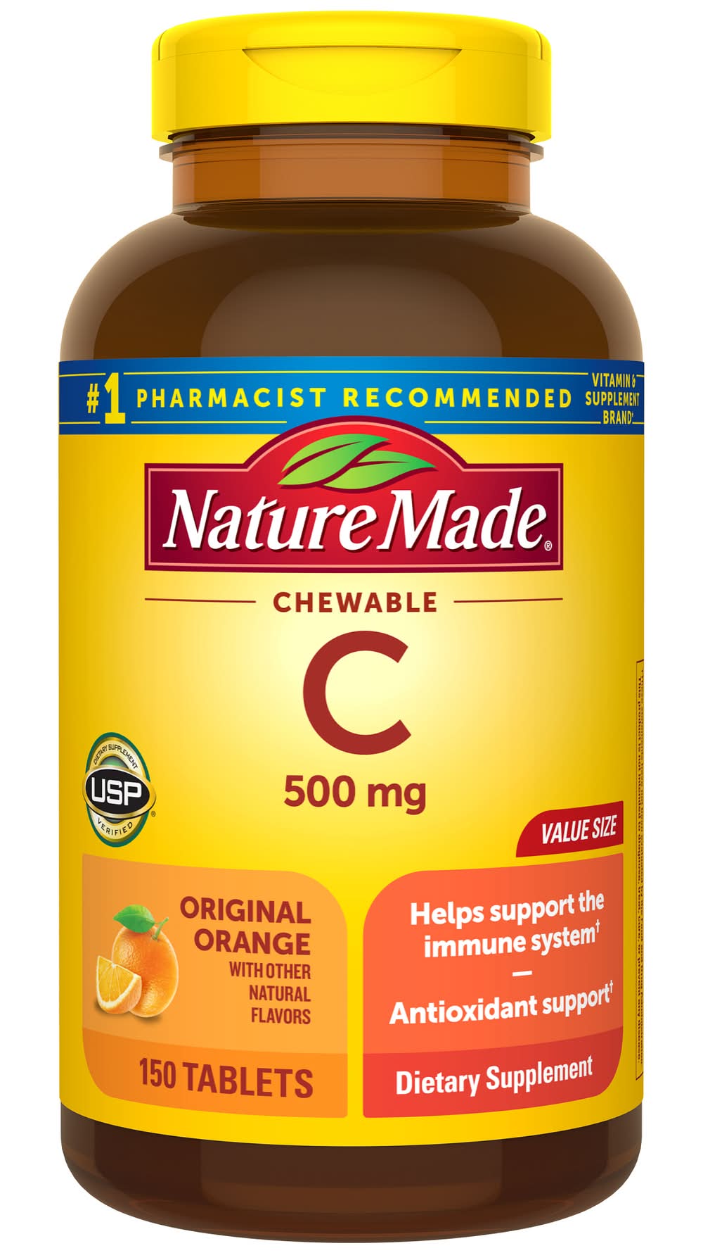 Nature Made Orange Flavored Vitamin C 500 mg Chewable Tablets (10.6 oz)