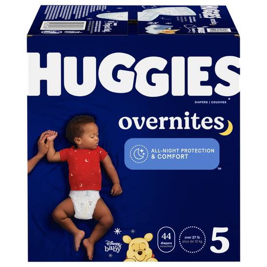 Huggies Overnites Diapers Size 5 Over 27 + Lbs (44 ct)