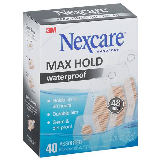 Nexcare Assorted Max Hold Waterproof Bandages 40 Bandages 940 Ct)