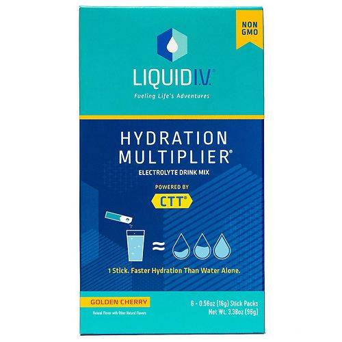 Liquid I.V. Hydration Multiplier Electrolyte Drink Mix Golden Cherry - 0.56 oz x 6 pack