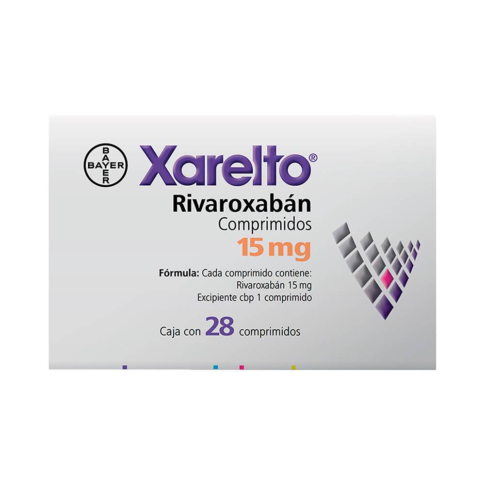 Bayer xarelto rivaroxabán comprimidos 15 mg (28 piezas)