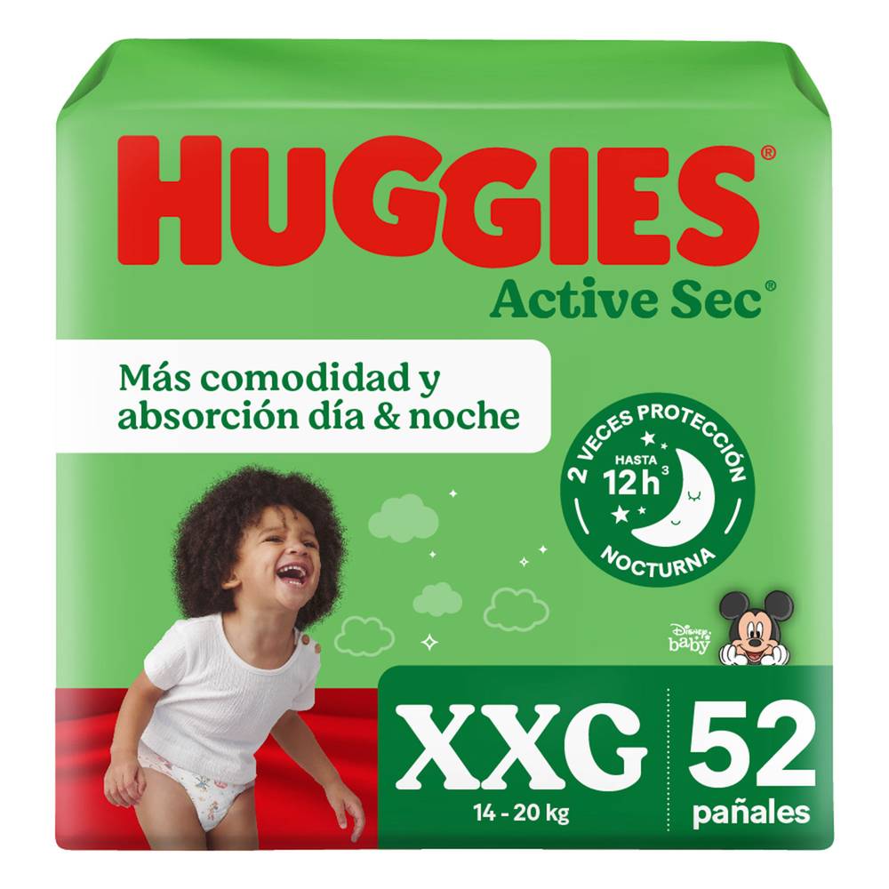 Huggies · Pañales active sec - XXG (52 un)