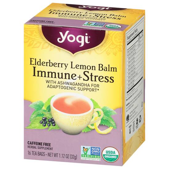 Yogi Herbal Tea Bags (16 ct, 1.12 oz) (elderberry lemon balm immune + stress support)