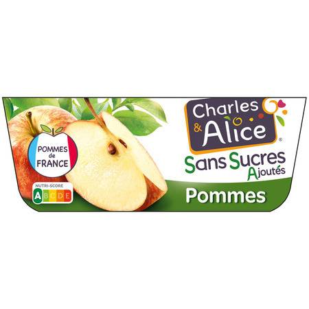 Compote pomme sans sucres ajoutés CHARLES & ALICE - les 4 pots de 100 g