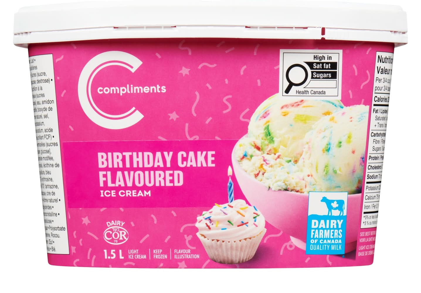 Compliments Ice Cream, Birthday Cake (1.5 L)