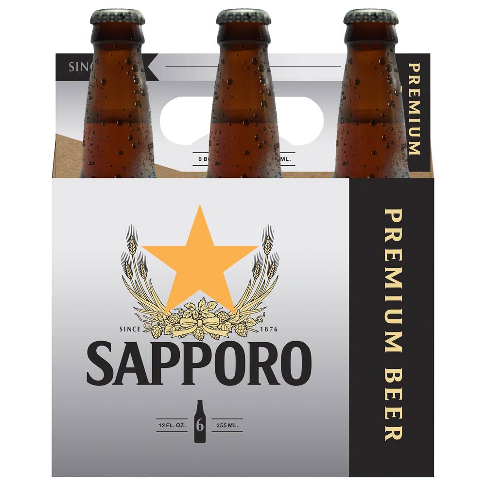 Sapporo Premium Lager Beer (6 ct, 12 fl oz)