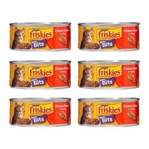 6 Ct Purina Friskies Meaty Bits Chicken in Gravy Wet Cat Food 5.5oz