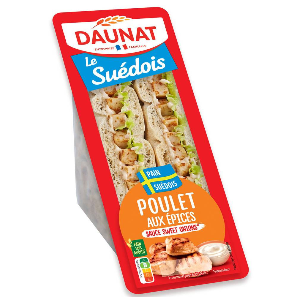 Club Suédois Poulet aux épices DAUNAT - la barquette de 2 sandwichs