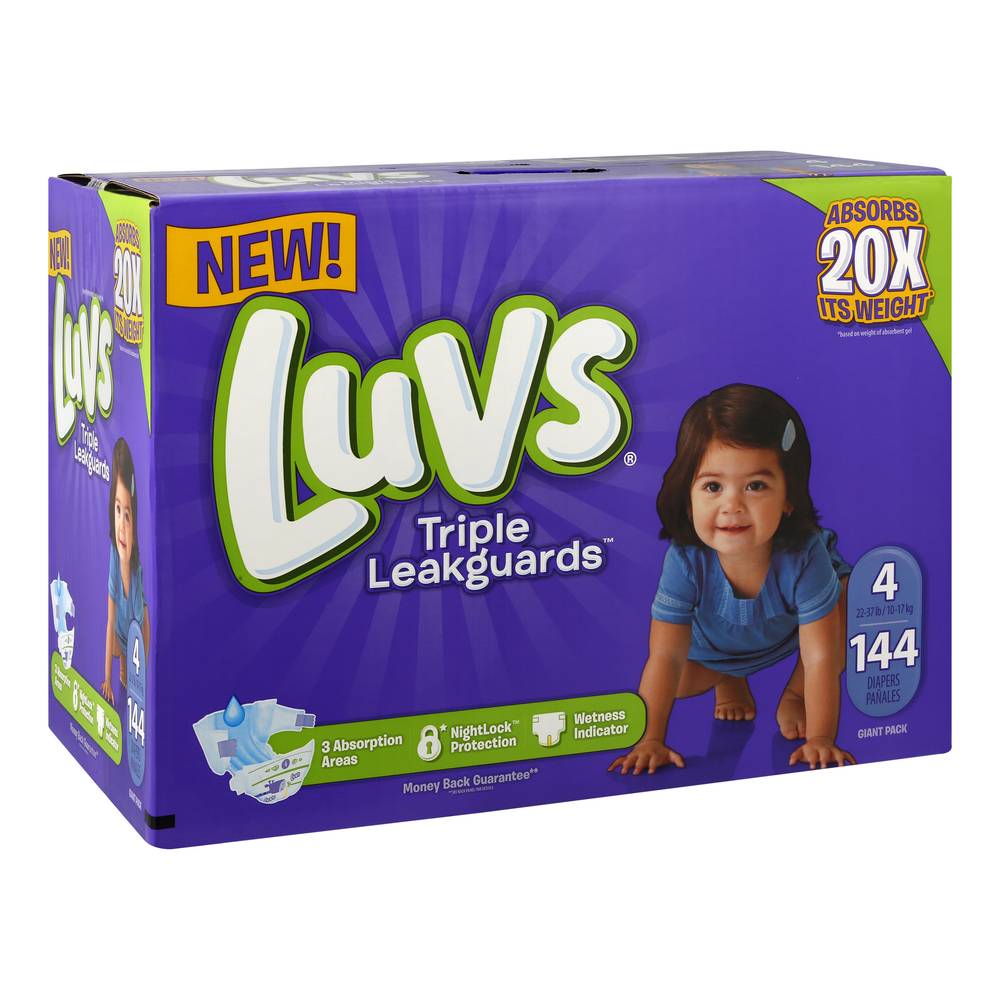 Luvs Triple Leakguards Extra Absorbent Diapers Size 4 (144 diapers)