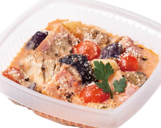 （ソースのみ・麺なし）燻製ベーコンと揚げ茄子・きのこのトマトクリームソース (Sauce only)Smoked Bacon, Fried Eggplant & Mushrooms in Tomato Cream Sauce