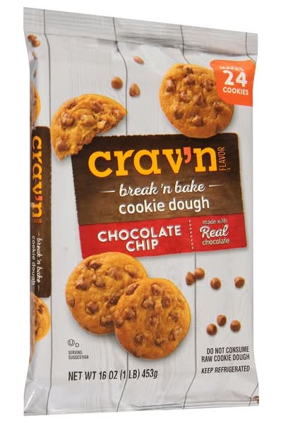 Crav'n Flavor Break 'N Bake Chocolate Chip Cookie Dough (16 oz, 12 ct)