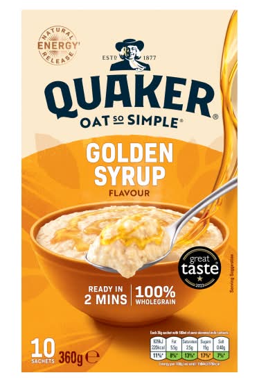 Quaker Golden Syrup, Oat So Simple Porridge Sachets (10 pack)